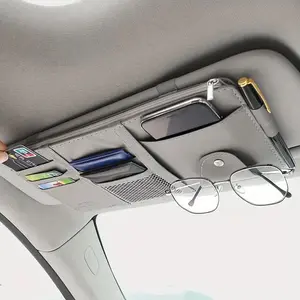 Car Sun Visor Storage Bag with Eyeglass Holder, Multi-Pocket Organizer for Cards Pens Keys Cash, Perfect Car Interior Accessory Gift, Car Organization Supplies, Car Organizers