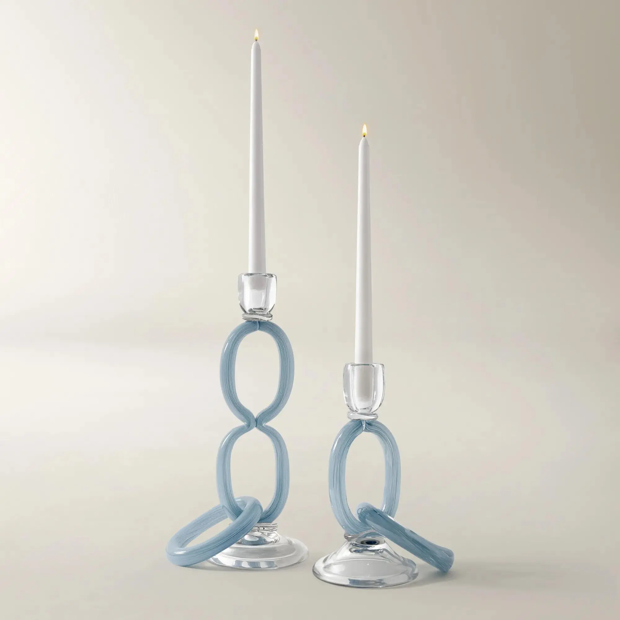 Z Gallerie Lana Luminous Decorative Glass Taper Candle Holder - Modern, Artistic Home Decor Accessory with Fluid Shape, Multi-Size Chain Link Design for Living Room Tabletop & Bedroom Display