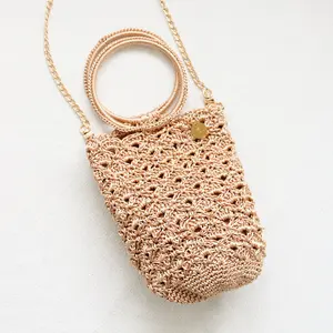 Brenda Crochet  Bag - Crossbody Handmade bag with Metallic Handle