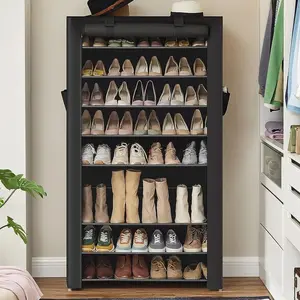 SONGMICS HOME Shoe Rack, 7/9 Tier Shoe Organizer with Nonwoven Fabric Cover, Shoe Storage Shelf for 40-50 Pairs of Shoes, Entryway, Suitable for Sneakers, High Heels, Flats, and Boots