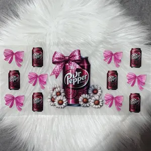 Soda W/ Flowers- UVDTF Wrap 16oz Cup Wrap Decorative Stickers Waterproof