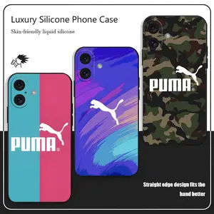Brand Fashion Puma LOOG Luxury Phone Case For iPhone 17 16 15 14 13 12 X XR XS 8 Plus Mini Pro Max Soft black Shockproof Cover