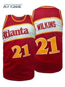 KTYSDE #21 Wilkins Atlanta Embroidered Basketball Jersey, Men's Vintage Mesh Sleeveless Fan Shirt, Sports Clothing