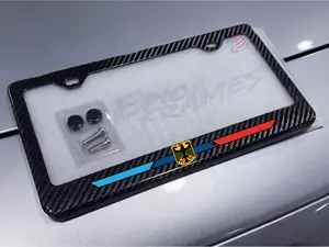 German Eagle M-Strip Black License Plate Frame PREMIUM Carbon Fiber For Euro Style for BMW