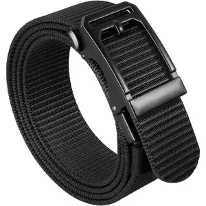 Men's Ratchet Tactical Belt, 1.5" Nylon Web Work Belt with Automatic Slide Buckle, Adjustable Trim to Fit