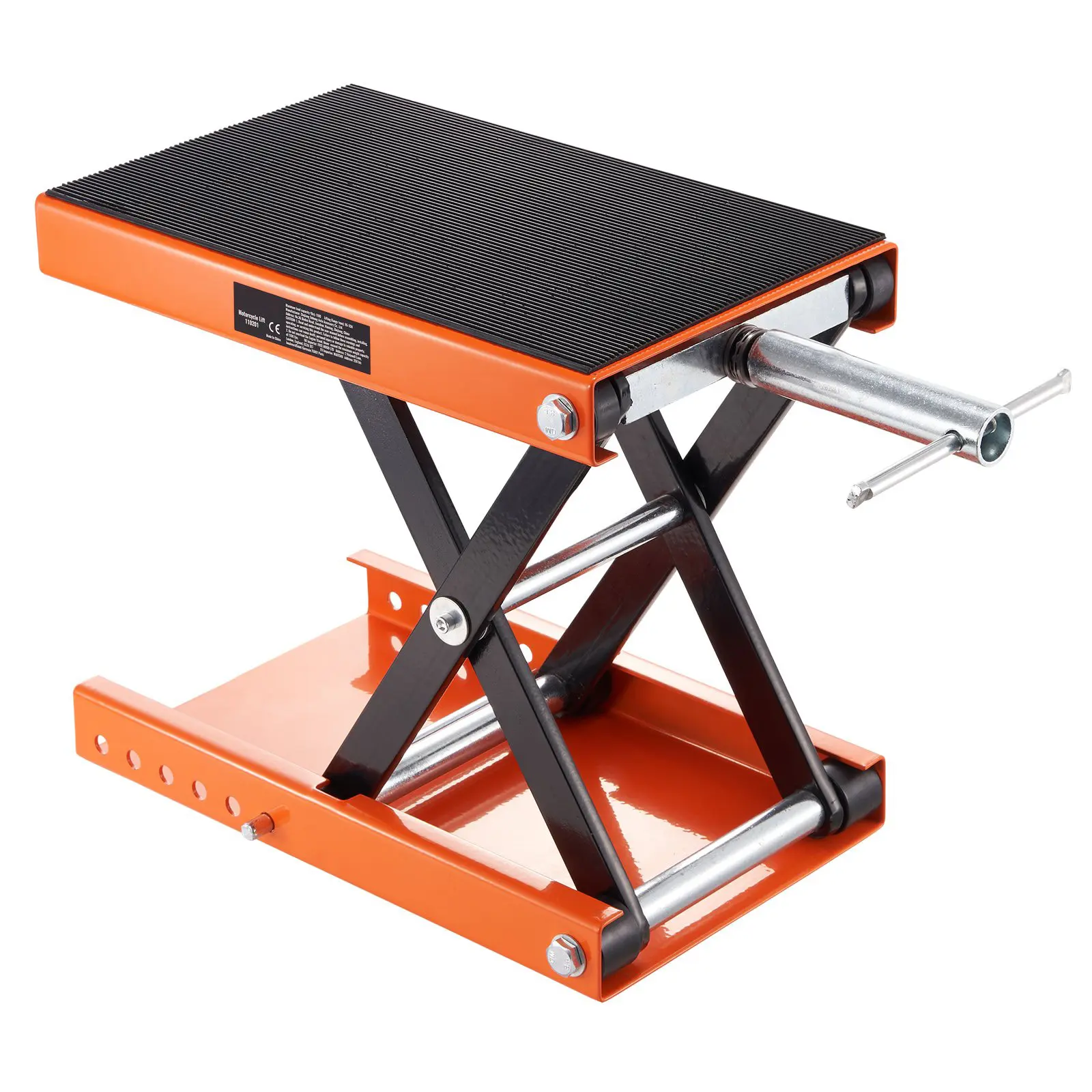 Motorcycle Lift Scissor Jack Steel Wide Deck Hoist Crank Center Stand 1100 LBS Capacity for Motorcycles, ATVs, Dirt Bikes Orange