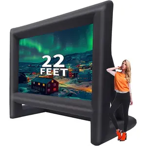 Inflatable Outdoor/Indoor Projector Screen - Portable Movie Theater Screen with Rope, Blower & Tent Stakes - Perfect for Backyard Parties, Poolside Movies, Home Cinema - Supports Front & Rear Projection