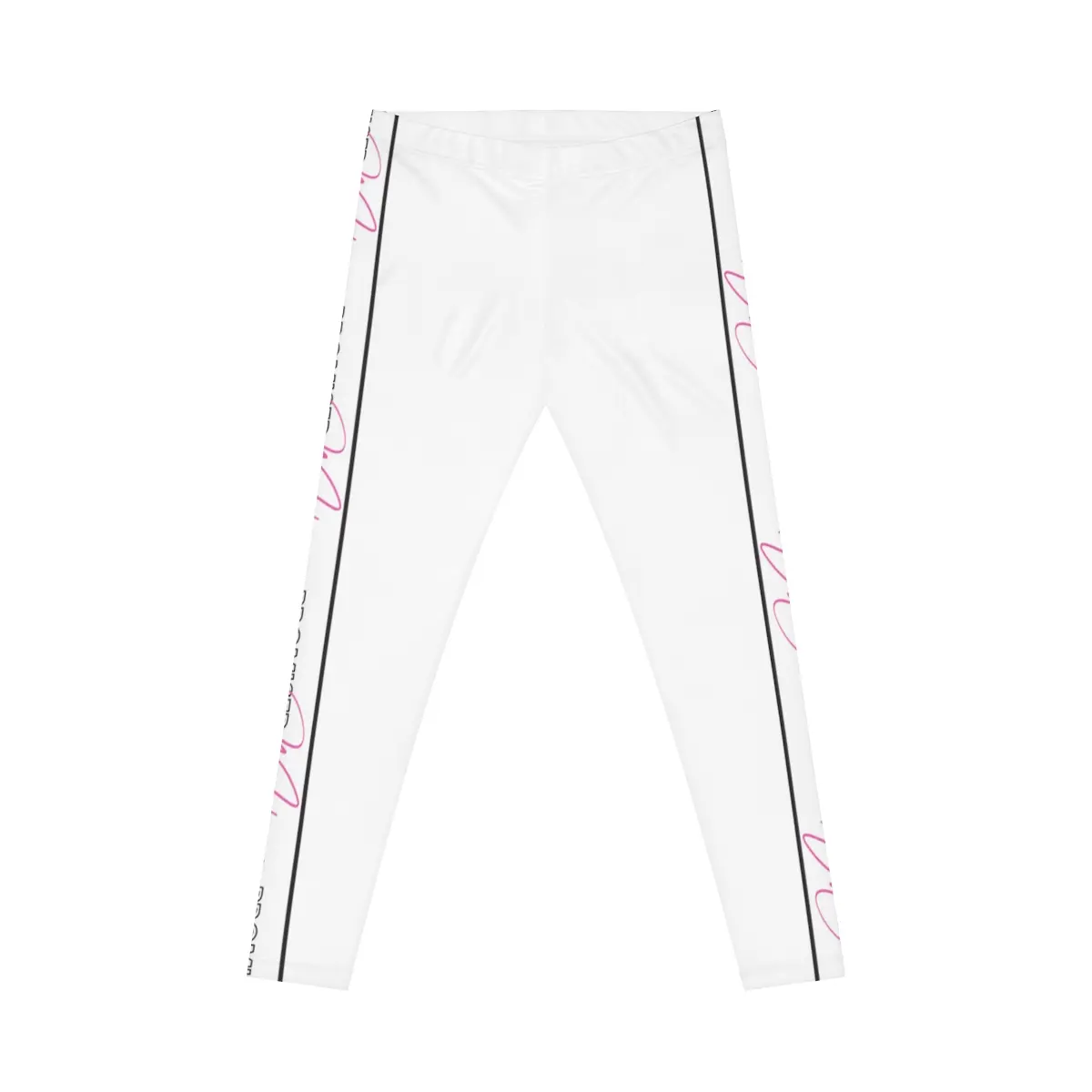 Adult - Classic PromisedMalani Logo Pattern With Stripe Women's Casual Leggings (White) - Mommy & Me Collection