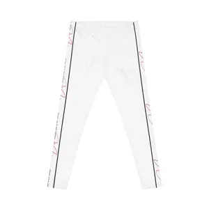Adult - Classic PromisedMalani Logo Pattern With Stripe Women's Casual Leggings (White) - Mommy & Me Collection