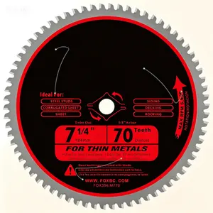 Circular Saw Blade 7-1/4 Inch, Metal & Stainless Steel Cutting, 70 Teeth Carbide Tipped, Ultra-Fine Finish, Non-Stick Coated, Long Lasting Cuts