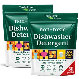 Truly Free Automatic Dishwasher Detergent Powder - Concentrated Dishwashing Detergent, Dish Soap, Hard Water Stain Remover, Kitchen Cleaning Supplies, No Harmful Ingredients - 12.5 oz (Pack of 2) Household Safe For Your Family