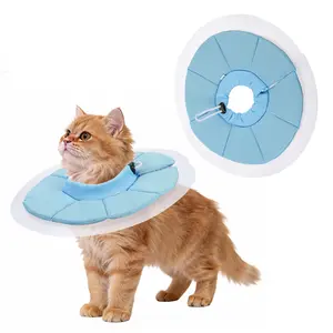 PETAXCELL Elizabethan Collar, Cat Cone Collar Pet Cones Cat Recovery Neck Donut Waterproof Adjustable Soft PVC(M,Blue) for Cats Small Dogs after Protective