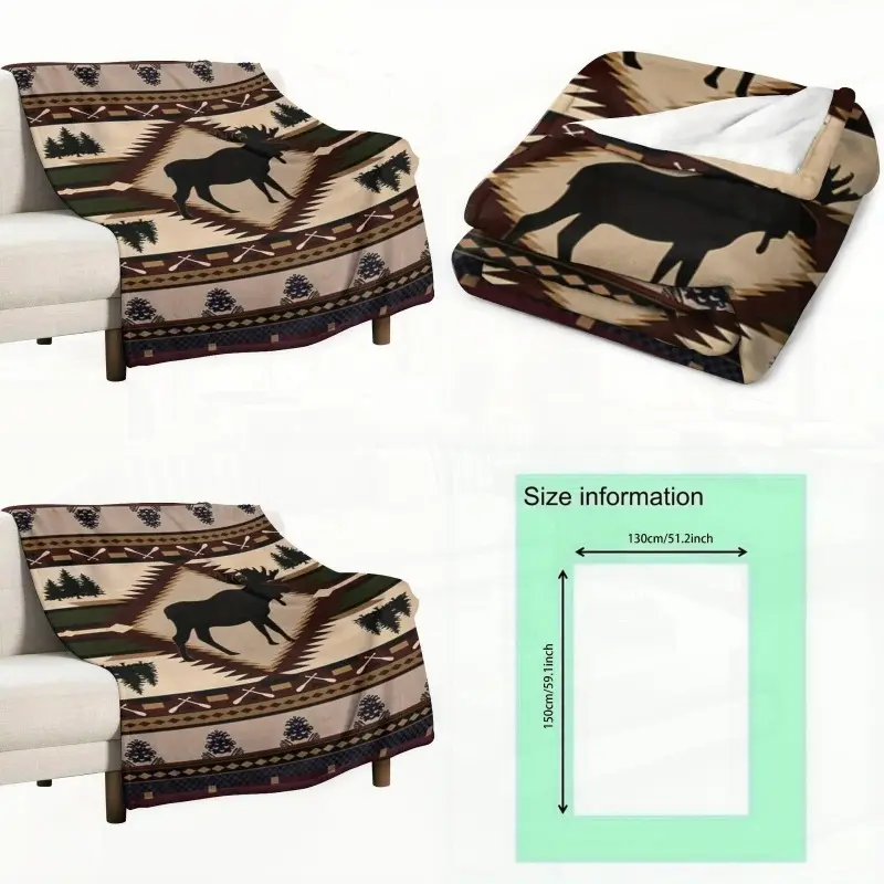 1 set 51. 2 inch *59. 1 inch Catalonia Moose Wearable Blanket with Sleeves Arms Comfy Sleeved TV Wrap Blanket Christmas PatternRetro Moose Deer Blankets Vintage Cottage Country Style Rustic Cabin Mountain Farmhouse Throw Bed Blanket for Sofa Ch