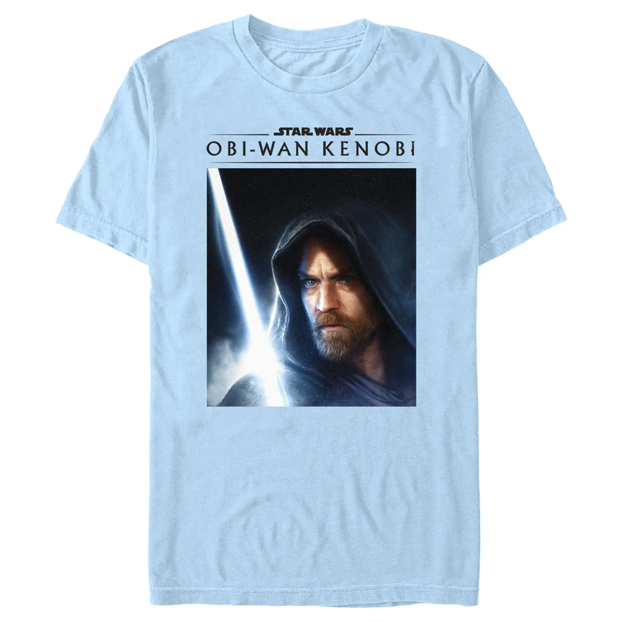 Men's Star Wars Obi-Wan Kenobi Short-Sleeve Casual Colorful Fashion Menswear T-Shirt with Glow Portrait & Lightsaber Graphic