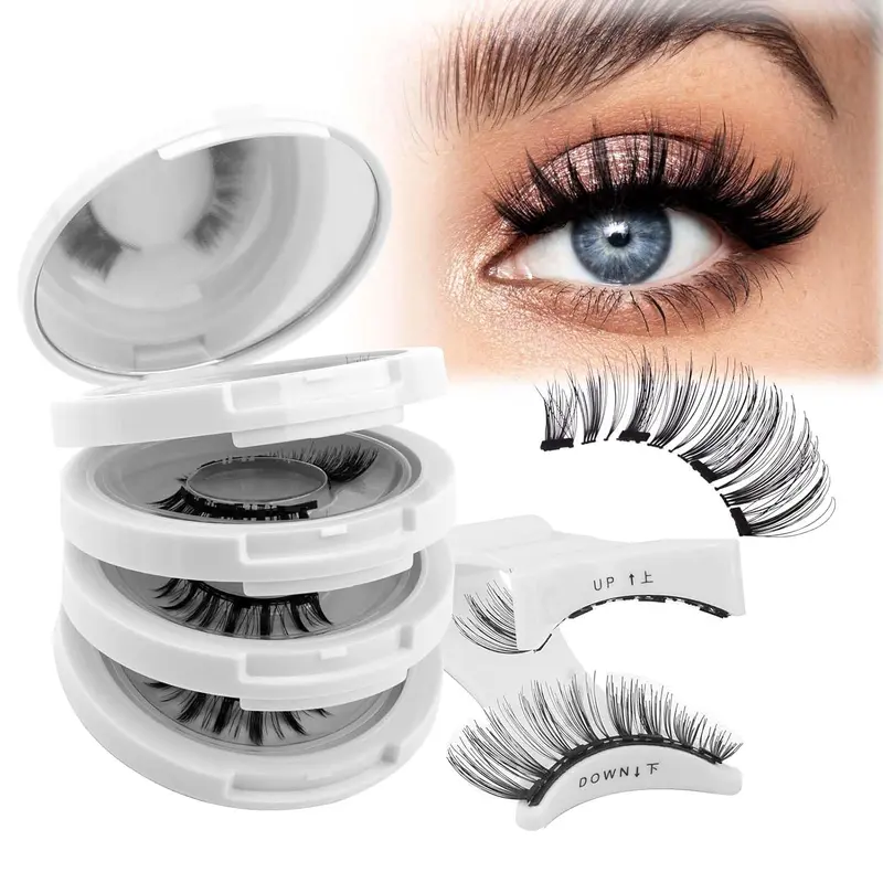 (Please Check Quantity）Magnetic Eyelashes Kit with Applicator 4 Steps: Curl Lashes, Place Magnetic Lashes on Tool（Pay attention to the sequence of the upper and lower eyelashes.）, Align & Press at Lash Root, Release for Flawless Application