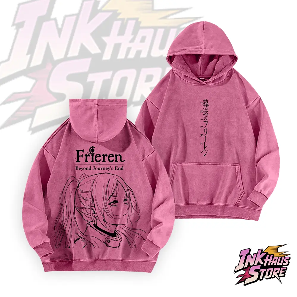 Frieren: Beyond Journey's End ‘ssIllustrations-Long Sleeve Cotton Unisex Vintage Hoodie