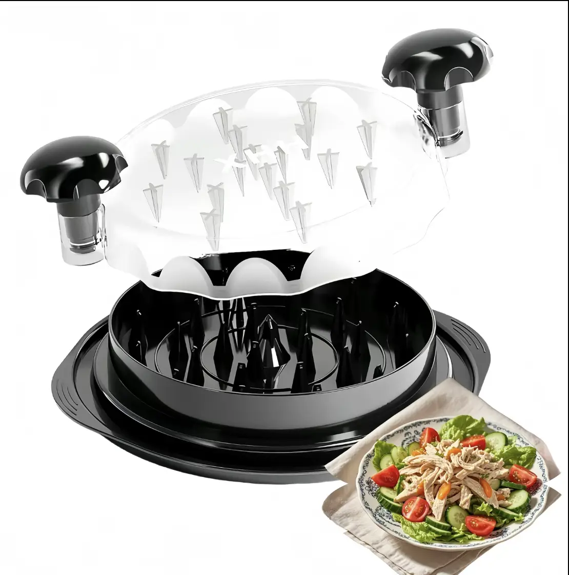 Chicken Shredder Large Chicken Breast Shredder Tool Twist with Brush&Fork, Visible Meat Shredder Machine, Anti-Slip Strip, Ergonomic Handle, BPA Free,