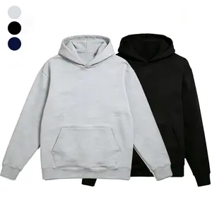 Men's Micro-Stretch Plain Pullover Hoodie - 100% Polyester, Fleece-Lined, Long-Sleeves Tops, Limo Black, Casual Streetwear Aesthetic Menswear Shirt Jacket for Everyday Wear
