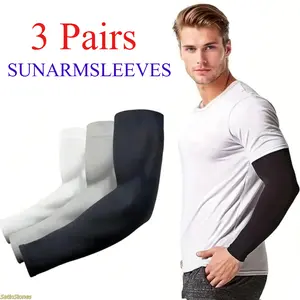Unisex Clothes Ice Silk Sunproof Arm Sleeves, 3 Pairs Stylish Summer Sun Protection Sleeves for Outdoor Cycling, Driving