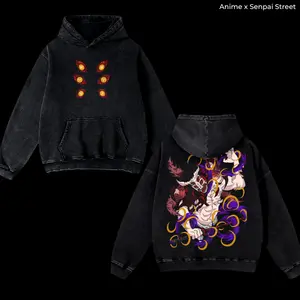 Kokushibo Demon Slayer Vintage Washed Hoodie made from premium heavyweight cotton, oversized streetwear fit, ultra soft washed fabric for lasting comfort, brand new release