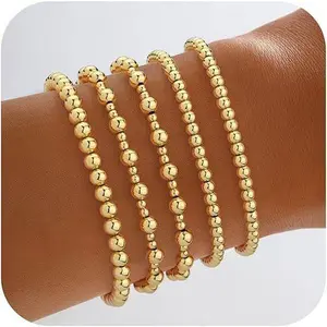 Popular Mini gold-plated Bead Bracelet Elastic Bracelet Five-count Set with Simple Design and Fashionable New Product