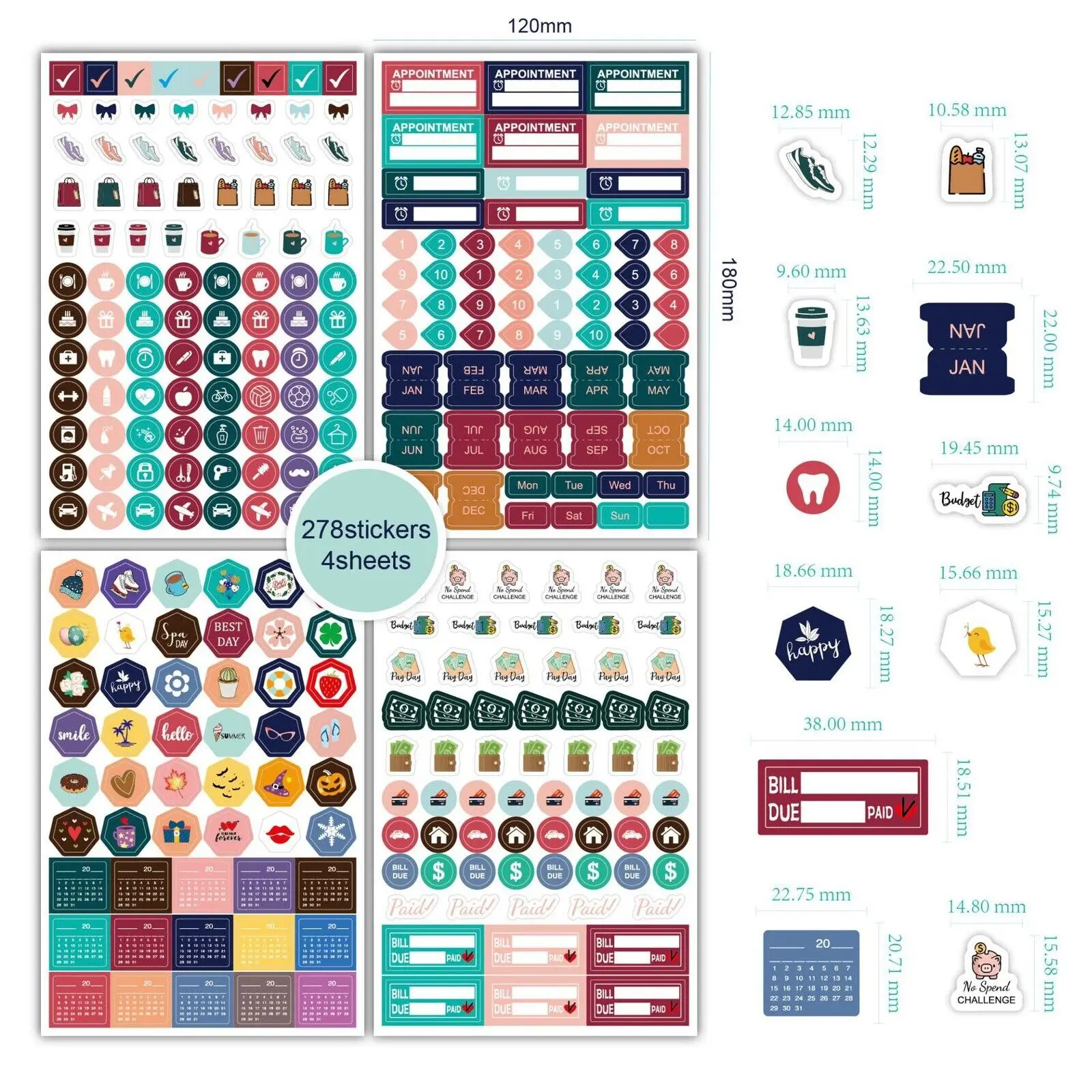 Budget Planner 278 pcs/4 sheets Productivity Sticker Book for Effective Daily Tasks and Planning Organize Tasks Manage Finances Efficiently