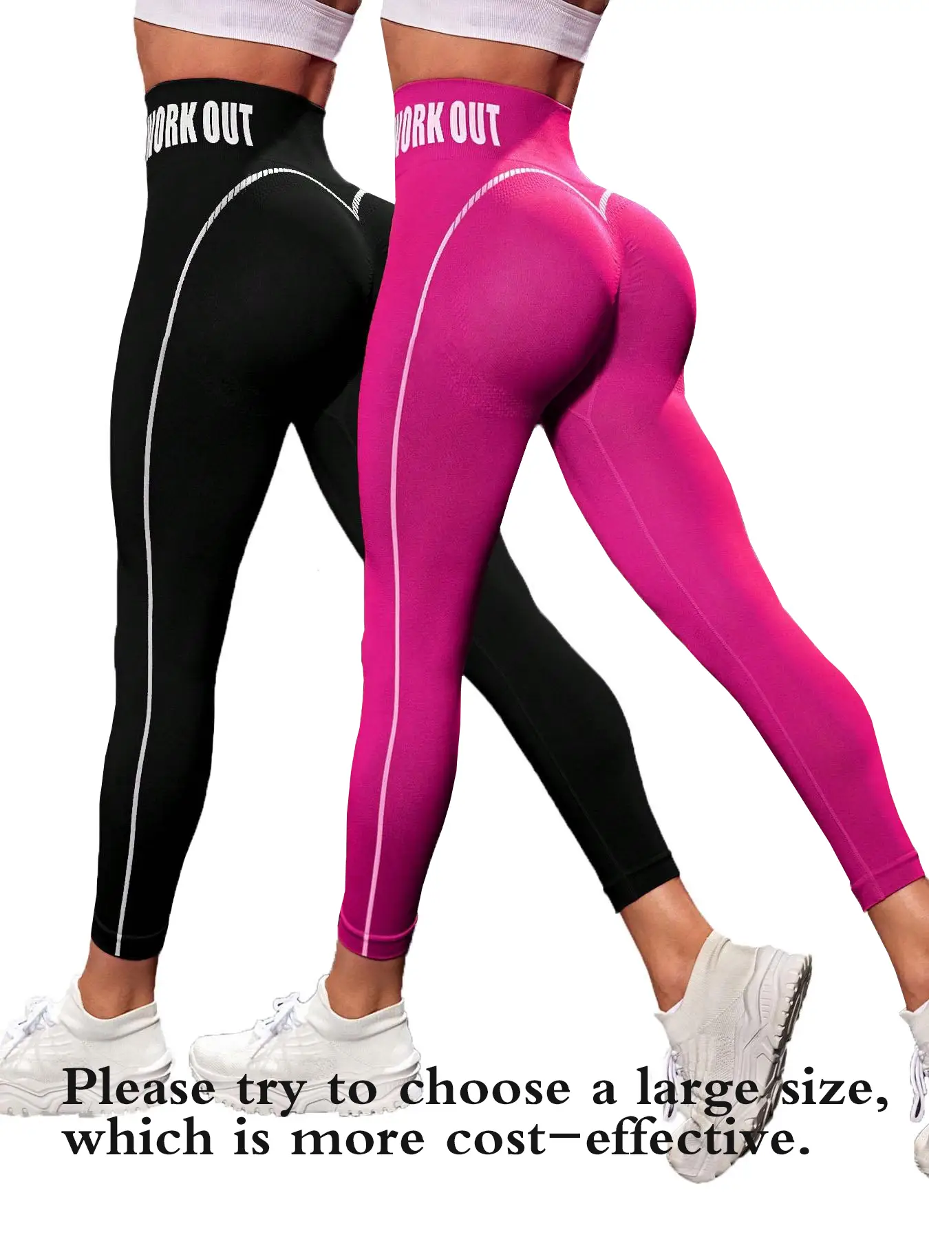 Women's Colorblock Letter Tape High Waist Sports Leggings, High Stretch Seamless Yoga Leggings, Ladies Sportswear for Indoor Outdoor Wear