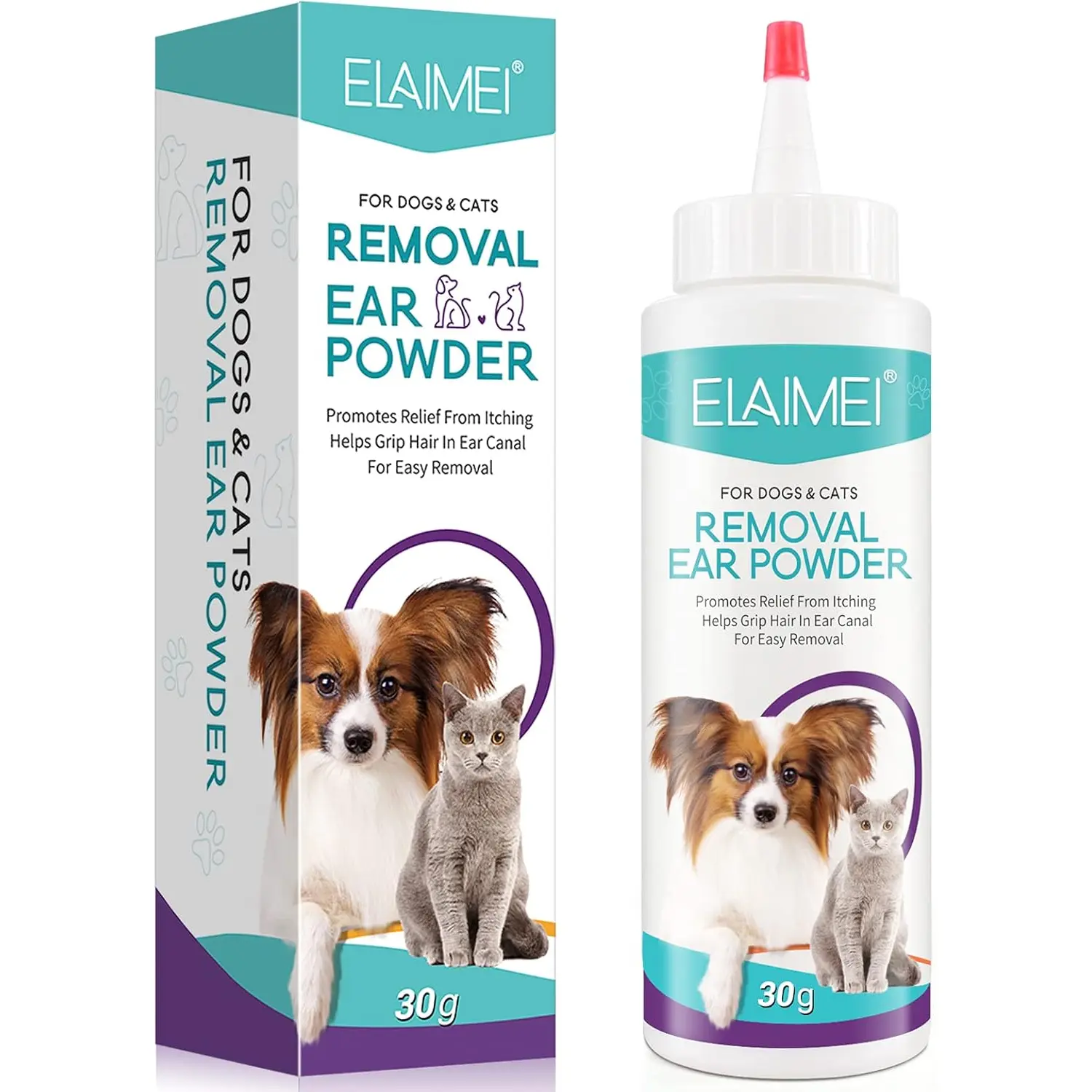 ZIXAOK Dog Ear Cleaner 30g - Removal Ear Powder for Pets,Dog Ear Infection Treatment,Supports Infection Prone Ears, Ear Odor in Pets