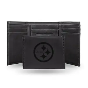Rico  NFL Pittsburgh Steelers Laser Engraved Black Trifold Wallet