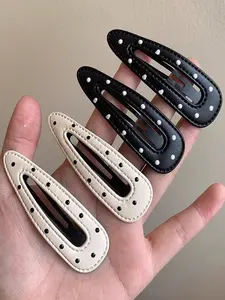 4pcs & Polka Dot Leather Hair Clips, Hair Clip Set, Hairpins, Elegant Barrettes for Women, Versatile Hair Accessories for All Seasons