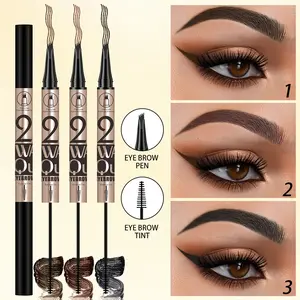 2-In-1 Eyebrow Pen + Tint, Waterproof 24h Long-Lasting Brow Makeup, 4-Tip Microblading Brow Pencil & Brow Gel, Natural Hair-Like Brows, All Brow Shapes