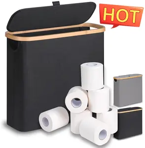 Toilet Paper Storage, Stackable & Foldable - The Ultimate Bathroom Organizer - Single-Piece Water-Resistant Basket​ - Elegant Toilet Paper Storage Holder