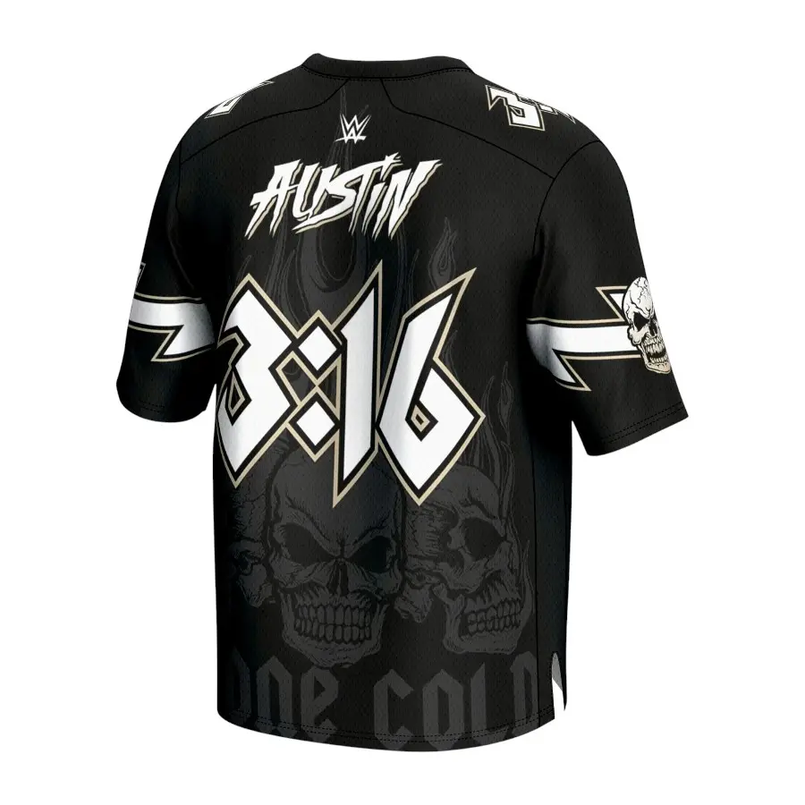 Men's ProSphere Black "Stone Cold" Steve Austin 3:16 Football, Outdoor Sportswear, Gifts for WWE and John Cena Lovers and Fans