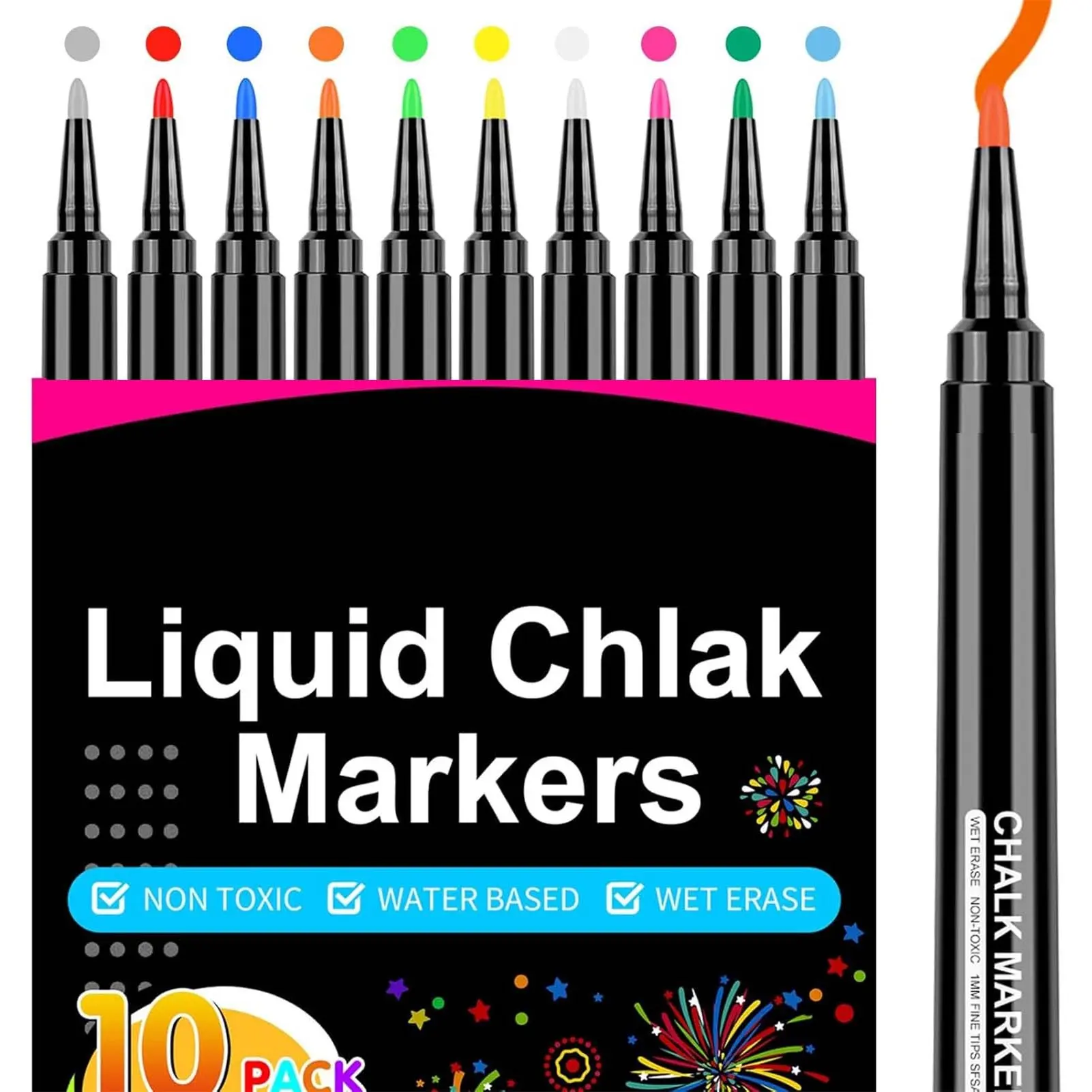 Liquid Chalk Markers for Acrylic Fridge Calendar Planning Board, Clear Glass Dry Erase Board, Whiteboard, Window, Mirror, Easy Wet Erase