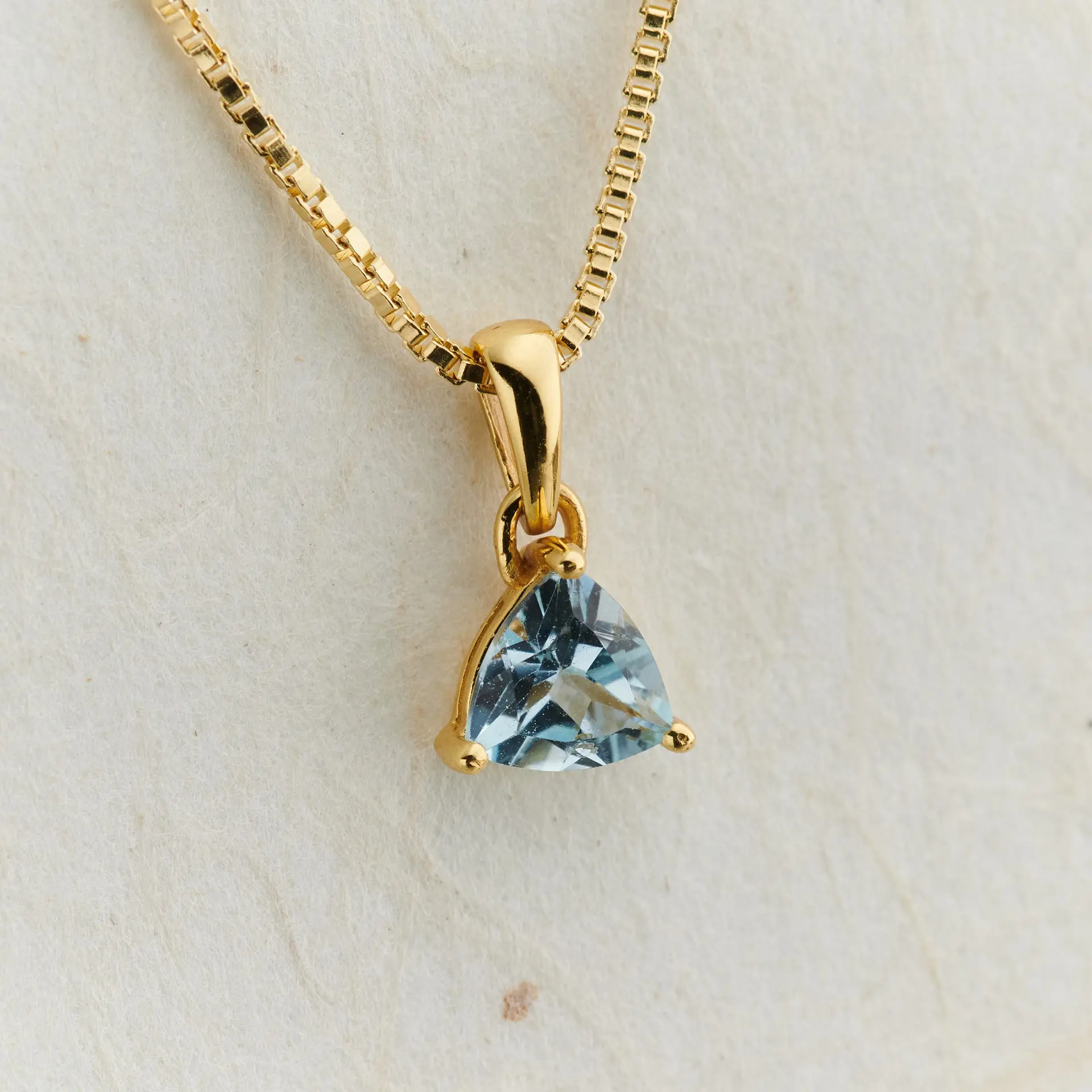 Everyday Gold Trillion Cut Blue Topaz Necklace