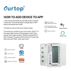 100A Moulded Case Circuit Breaker Tuya WiFi Multi-Function Intelligent LCD 4P 220V Rated Voltage