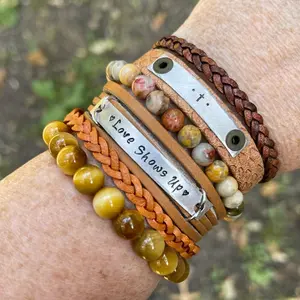 Leather Wrap Bracelet Adjustable Personalized Phrase Women Empowerment Jewelry Genuine Leather Mini Wrap with Adjustable Snaps & Customizable Message