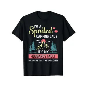 [100% Cotton] 100% Cotton Camping Shirt Women Camper RV Vacation Camping Women T-Shirt, Fashionable Short-sleeved Comfortable and Versatile Summer T-shirts, Shorts for Men, Slightly Elastic, 100%cotton, S-XXXL