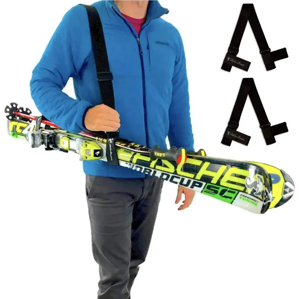 Ski Straps 2 Pack for Easy Transport of Skiing Accessories and Ski Poles, Adjustable Shoulder Strap for Hands-Free Carry, Durable Ski Accessories for Mountain Travel-Heavy Duty