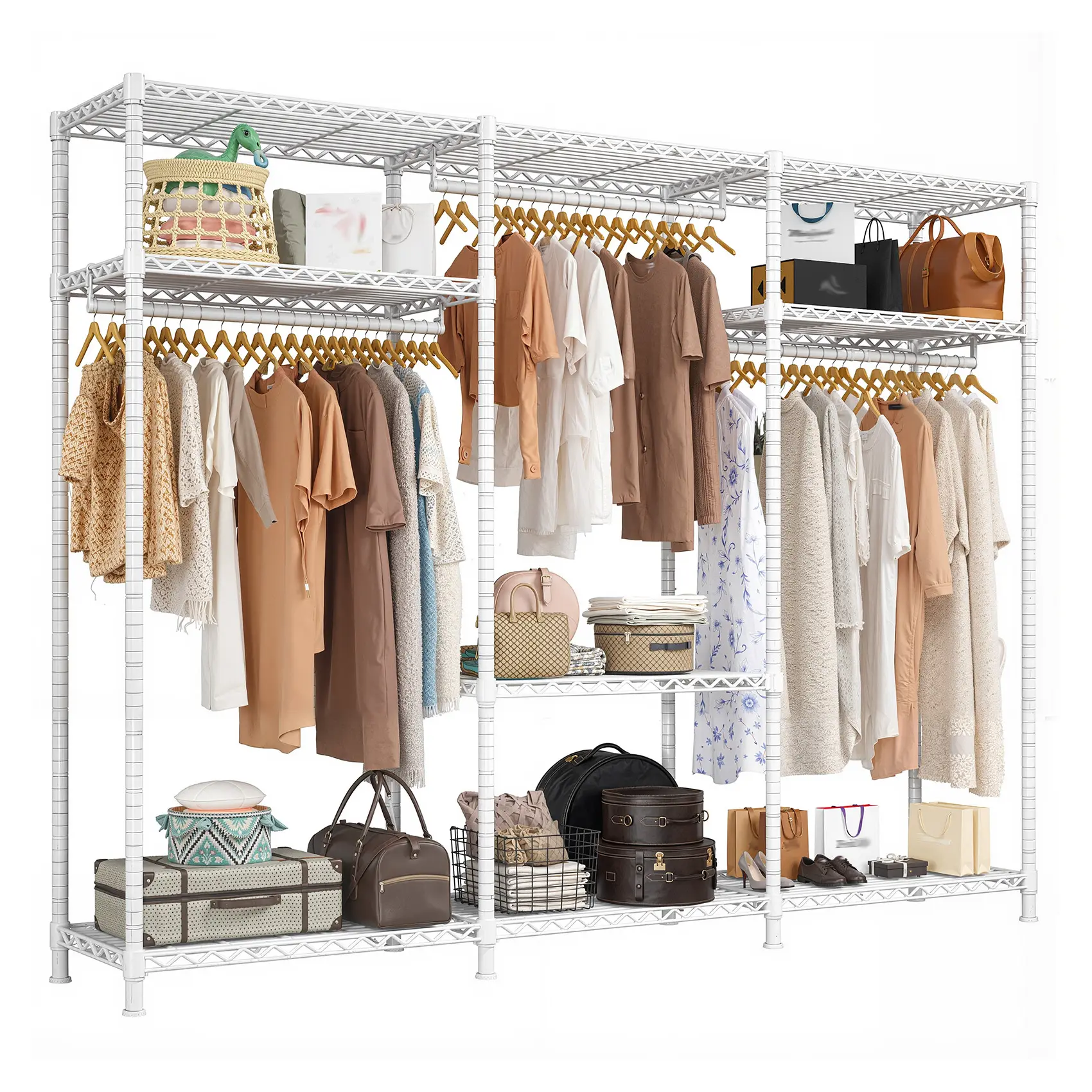 Garment Rack 3D3H Heavy Duty Clothing Rack Load 795LBS Portable Racks for Hanging Clothes Adjustable Wardrobe Closet Metal Coat Rack, 56" W X16 D X 75.5" H[NewYearNewMe]