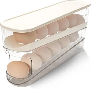 Rolling Egg Holder for Fridge, Egg Dispenser for Refrigerator, Automatic Rolling Storage Container for Kitchen