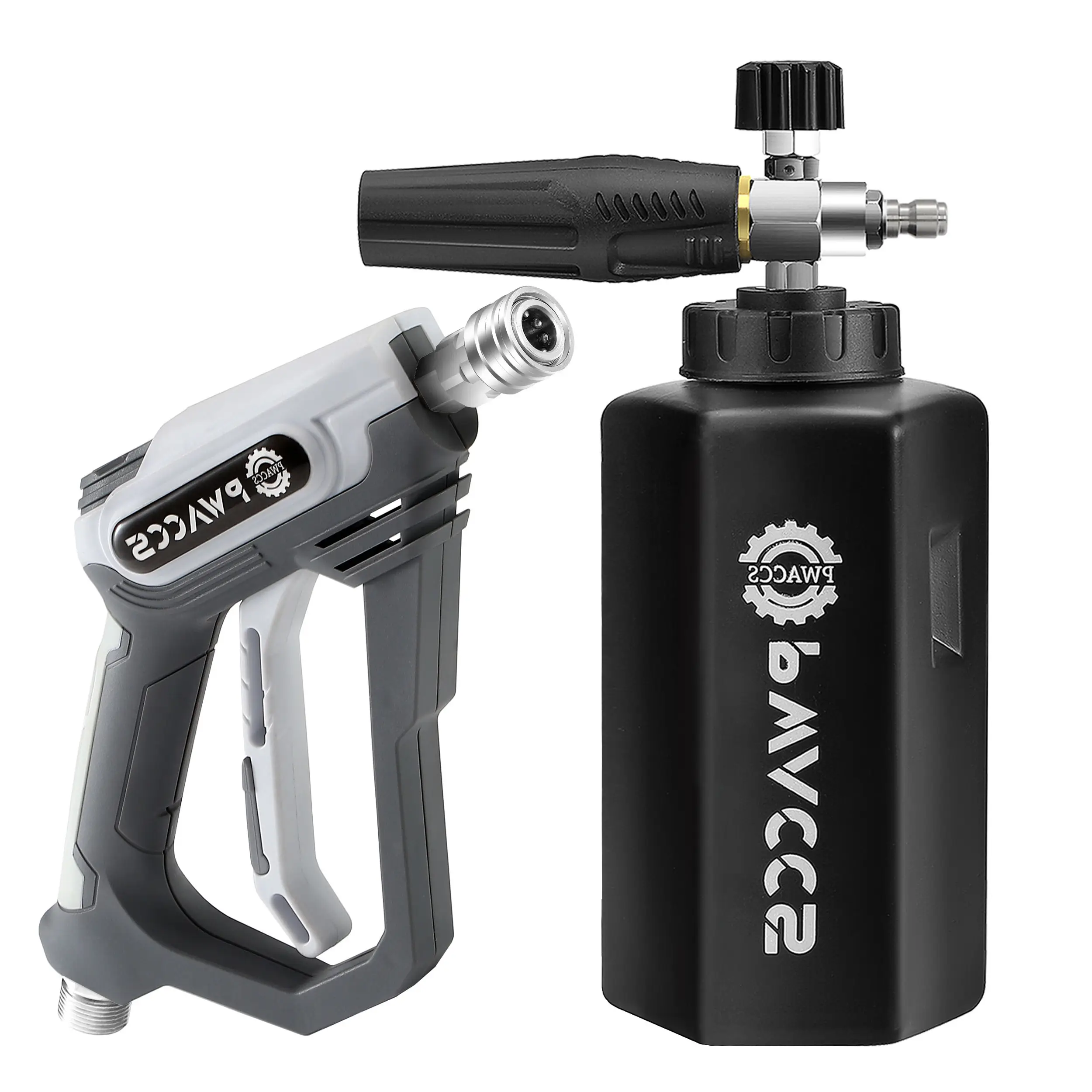 PWACCS Ultimate Car Washing Solution Foam Spray Lance with 1/4" Quick Connector 4000 PSI Pressure Wash Handle 1.5 Liter Stainless Steel Filter