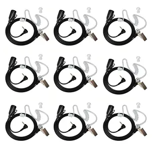 YNIBST 2.5mm 1 Pin Walkie Talkies Clear Acoustic Tube Earpiece for Motorola Talkabout T100 T107 T200 T260 T265 T280 T400 T460 T465  T600 T605   H2O MH230R MT350R, Covert Surveillance Headset with PTT Mic for Police Security and Law Enforcement Use(9 Pack)