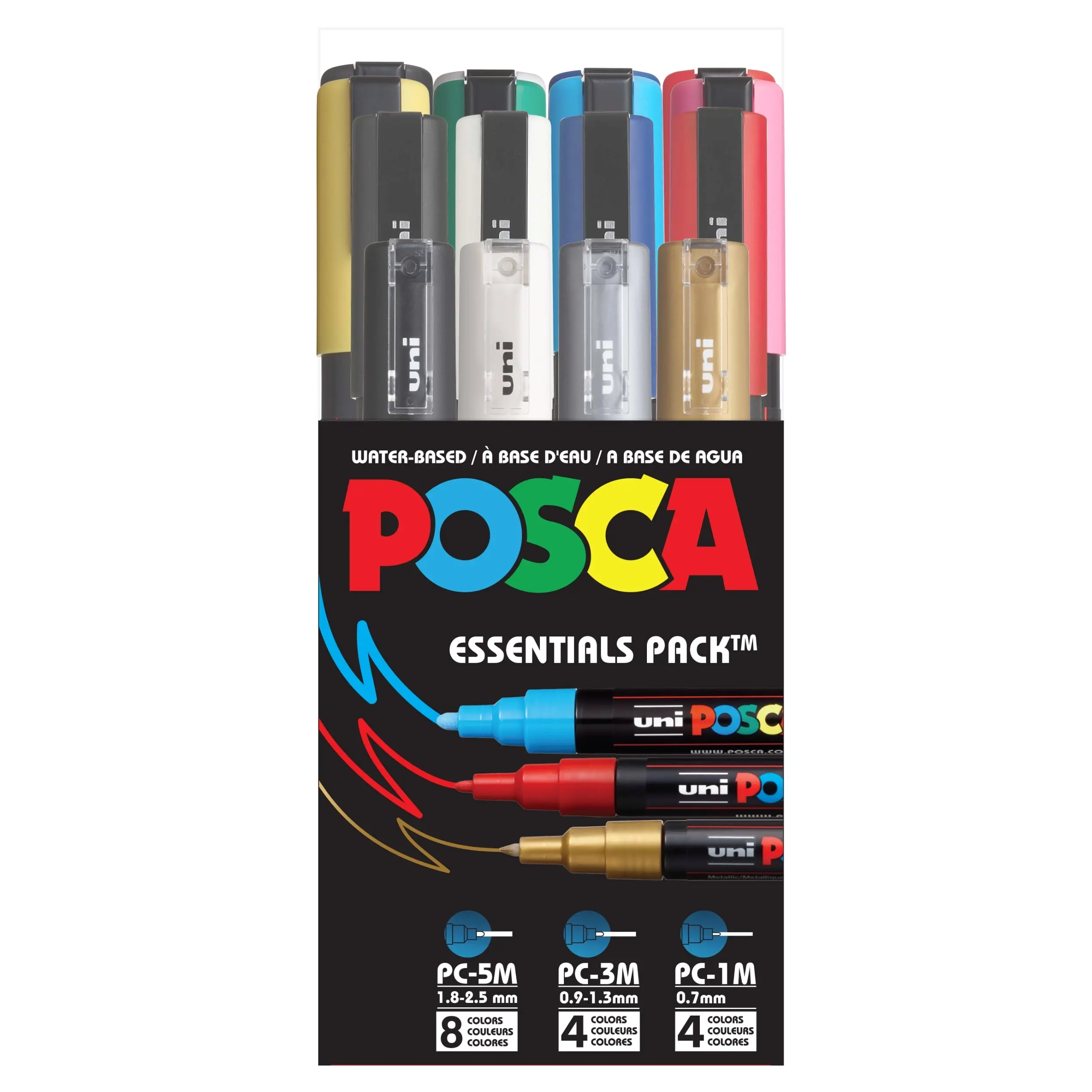 uni® POSCA® Assorted Tip Size, 16 Count, Essentials Pack