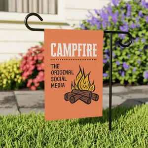 Campfire Flag – The Original Social Media, Funny Camping Garden Flag, Outdoor Double-Sided Campfire Decor, RV Gift, Camping Lover