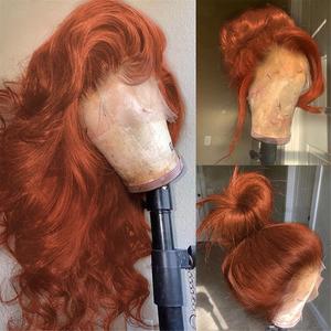 Bling Hair Body Wave Ginger Orange 13x6 Transparent Lace Frontal Wig 33# Color Body Wave Human Hair Wigs Pre Plucked 13x4 Body Wave Remy Hair Lace Frontal Wig For Women On Sales