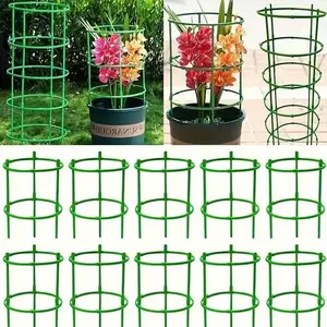 60-Piece Stackable Garden Support Rings, Durable Plastic, 10-Layer Floral & Climbing Plant Trellis, Ideal for Lawn Care