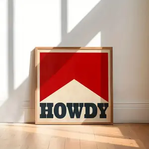 1 Piece Howdy Poster - Red and Black Minimalist Western Retro Wall Art - Cowboy Decoration Suitable for Living Room, Bedroom, Farm, Office - Housewarming Gift - Frameless Canvas Print, Home Decoration, Bold Font Design, Durable Artwork, Farm Owner Style