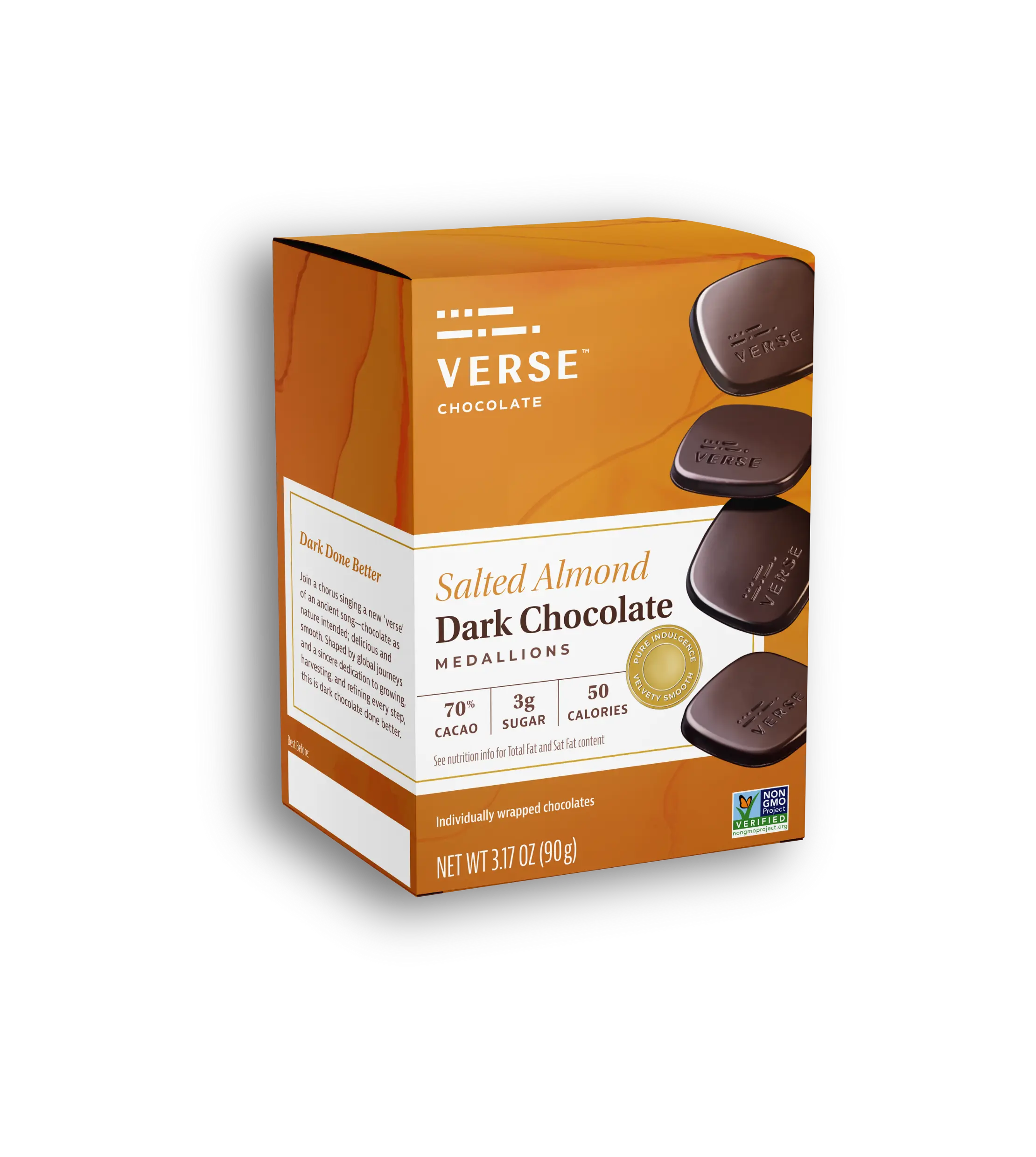 Salted Almond 70% Dark Chocolate Squares Salted Almond 70% Dark Chocolate Squares