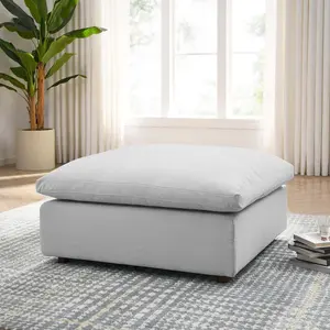 Modway Commix Down Filled Overstuffed Ottoman in Light Gray
